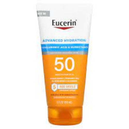 Eucerin Advanced Hydration, Lightweight Sunscreen Lotion, SPF50, Fragrance Free, 5 fl oz (150 ml)