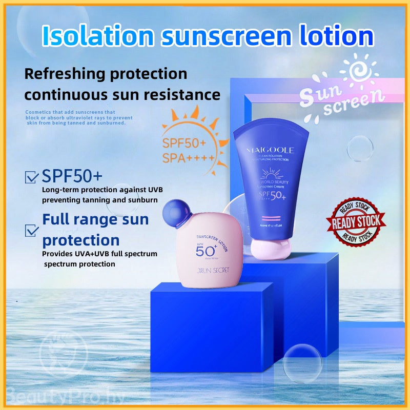 BeautyPro.hy Sunscreen Lotion With Spf50+ For All Round Protection By Jirunzhimi And Meidailin High isolation, waterproof and sweatproof, refreshing and non-greasy