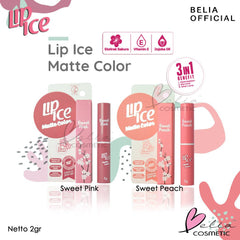 Multi Variant 3in1 Lip Ice Matte Color Cream with Sakura Extract 2gr for Make Up