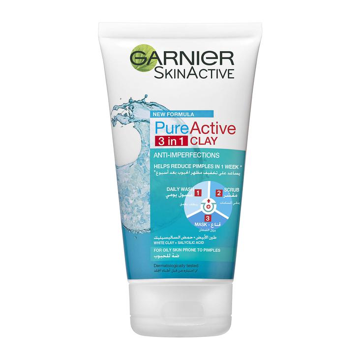 Garnier SkinActive Pure Active 3-in-1 Clay Face Wash 50ml