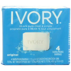 Ivory 99.44% Pure Clean & Simple 4Bars/Pains/Barras 113g