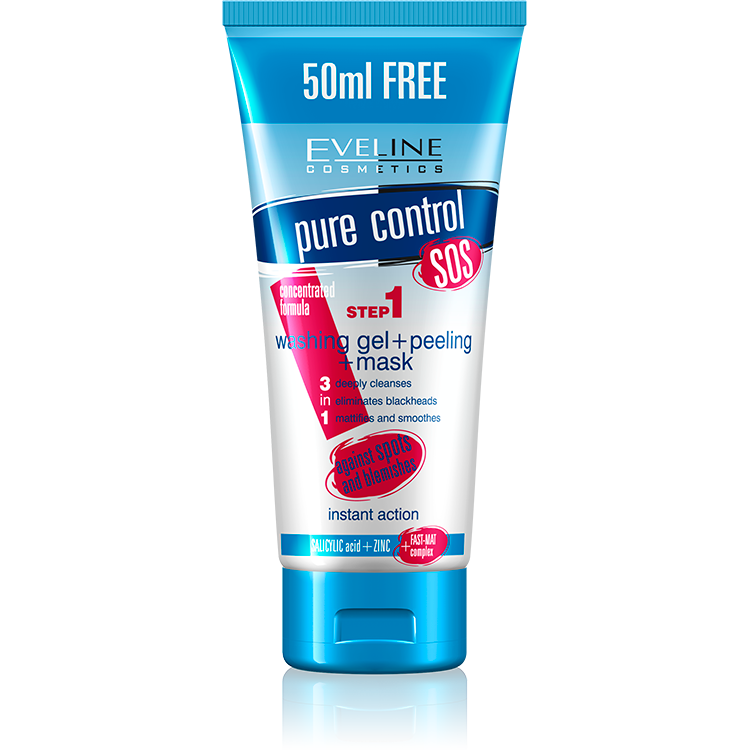 Eveline Pure Control SOS Washing Gel + Peeling + Mask 200ml