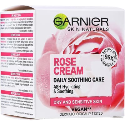 Garnier Rose Cream Daily Soothing Care Dry Sensitive Skin saffronskins.com