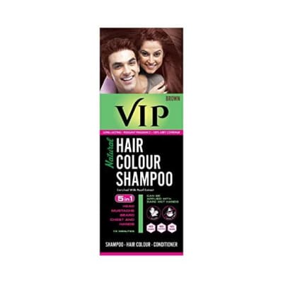 VIP NATURAL HAIR COLOUR SHAMPOO BLACK - 5 IN 1 SHAMPOO HAIR COLOUR CONDITIONER - 180ml saffronskins
