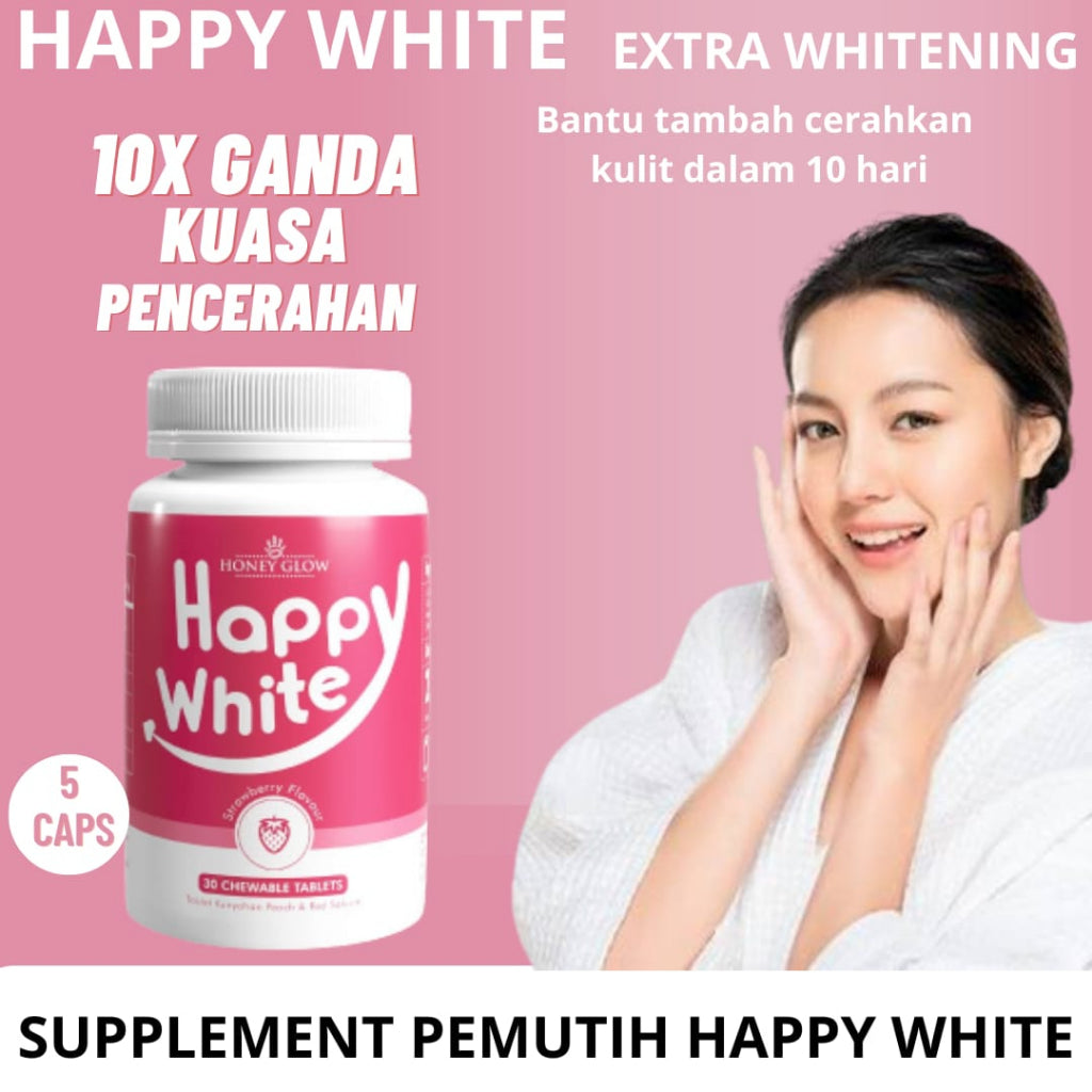 HAPPY WHITE SUPPLEMENT HONEY GLOW CHEAP SKIN LIGHTENING ONE BODY KOREA SKIN WHITENING FOR FACE AND BODY SET 5 CAPSULE