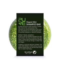 PURC Organic Natural Mint Hair Shampoo Bar Soap Homemade Smooth Hair Cool Processed Hair Care