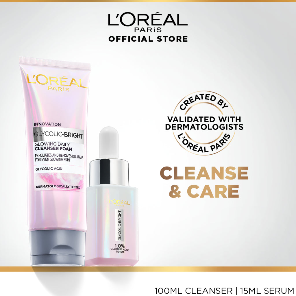NEW Glycolic Bright Cleanse & Care Travel Set (Cleanser 100ml and Serum 15ml) - Brightening