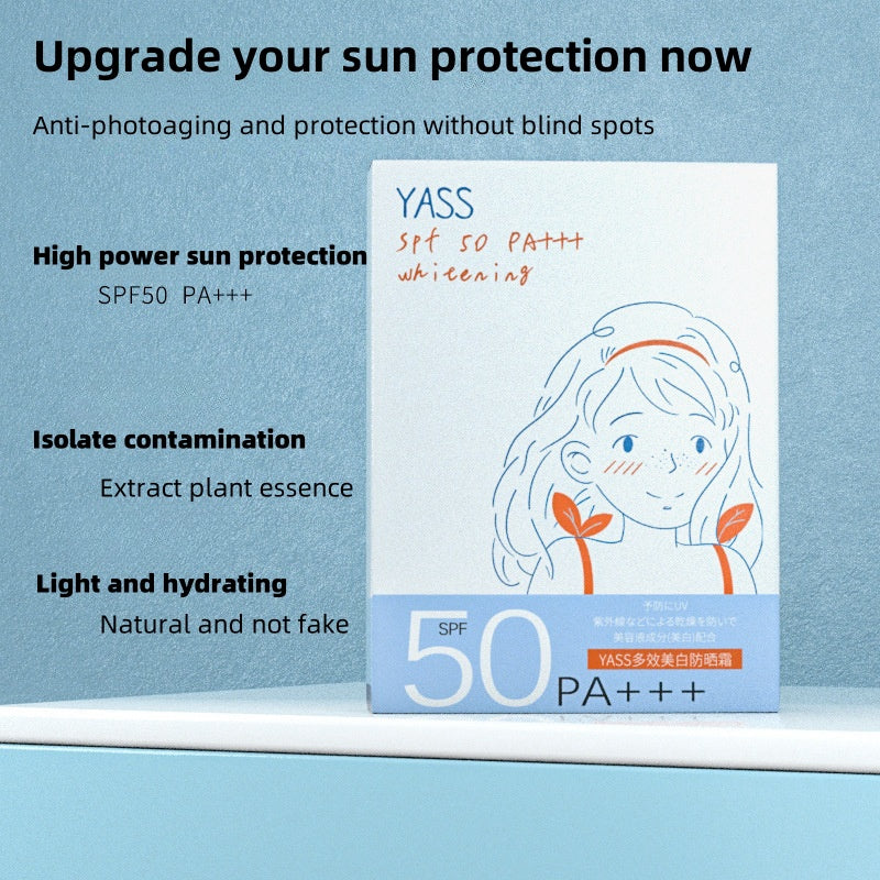 Beautypro.hy Yashi Multi-Effect Whitening Sunscreen SPF50+PA+++Moisturizing Fragrance Isolation Sunscreen Anti-Ultraviolet Facial Sunscreen Refreshing Non-Greasy Easy-to-Apply F