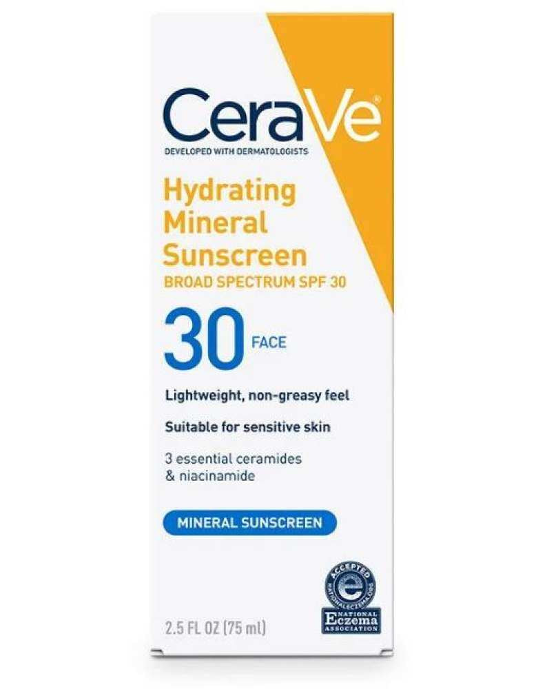 CeraVe Hydrating Mineral Sunscreen SPF 30 Broad Spectrum Face 2.5 fl oz 75 ml