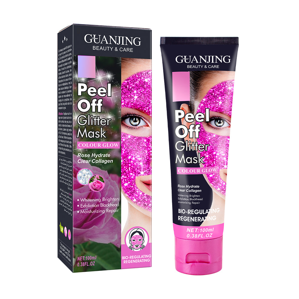 Guanjing Beauty & Care Peel Off Glitter Mask Colour Glow Rose Hydrate Clear Collagen