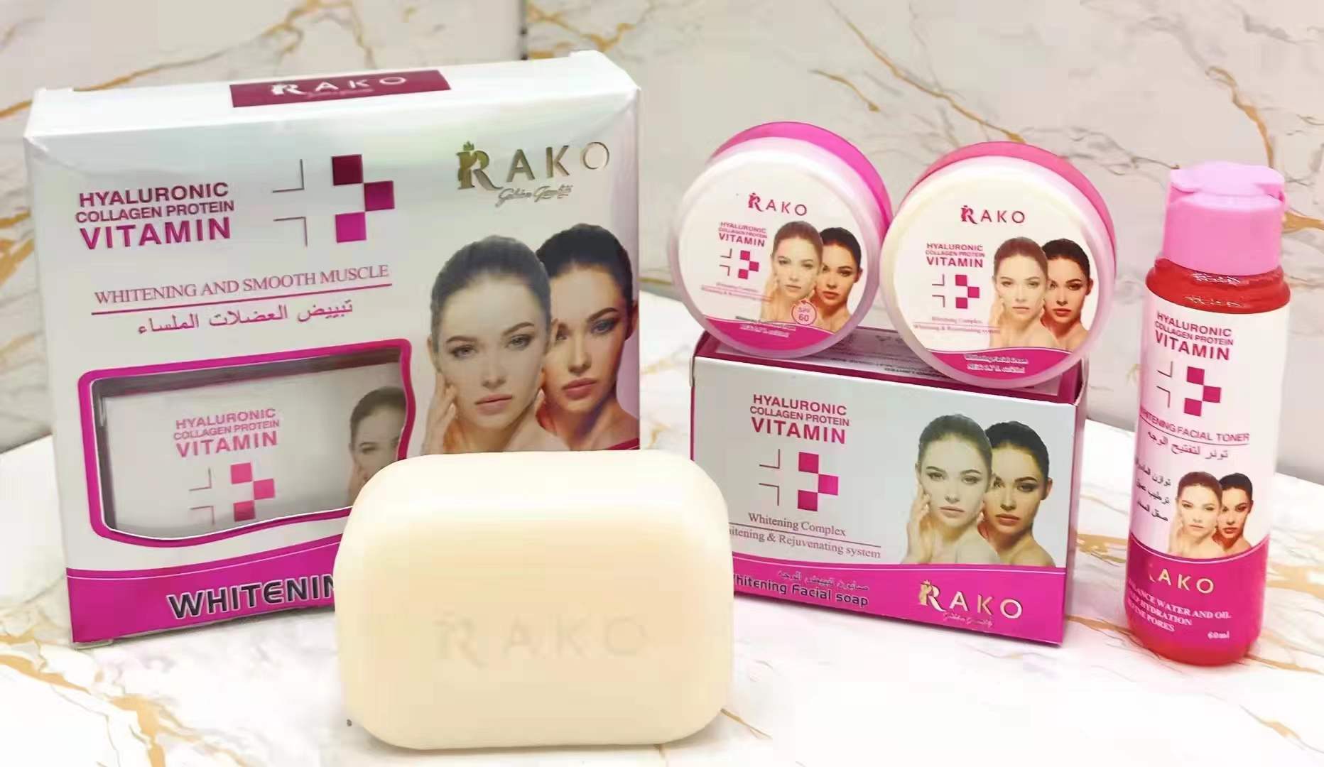 Rako Hyaluronic Collagen Protein Vitamin Whitening & Smooth Muscle Facial Set