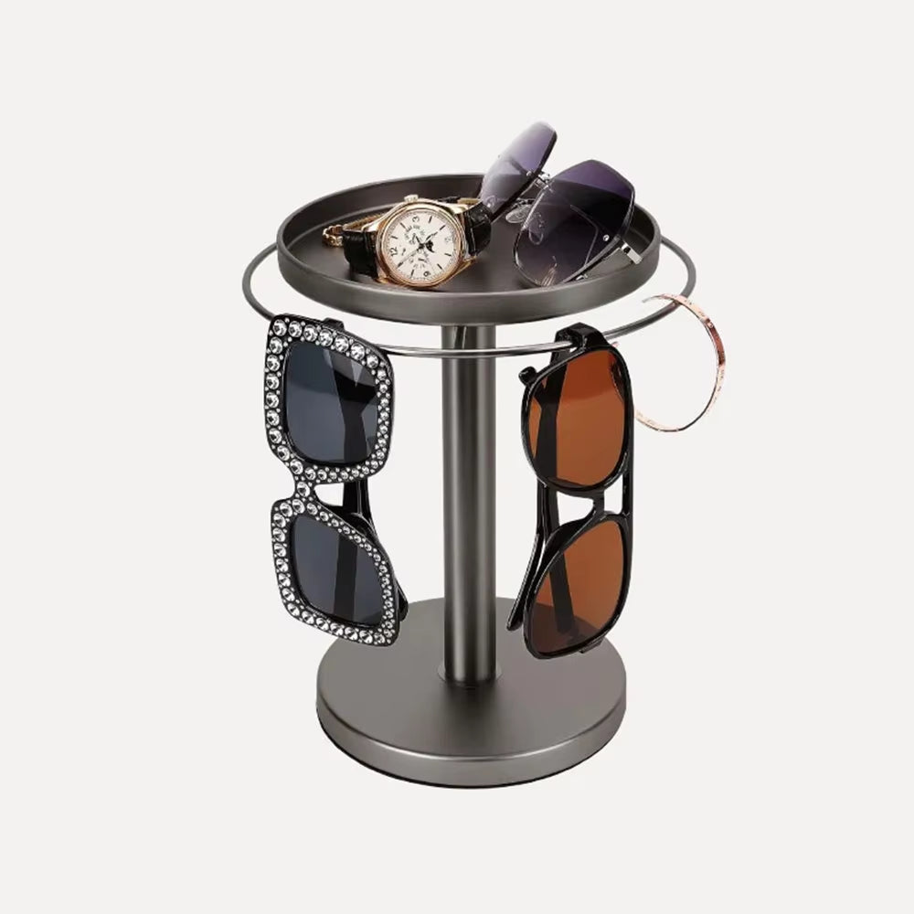 Rotating Sunglass Organizer Eye Glass Display Stand 360-Degree Rotation with Tray Jewelry Storage Organizer Detachable Home