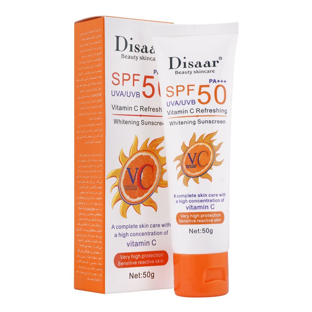 Disaar Beauty Skincare SPF50 Vitamin C Refreshing Whitening Sunscreen 50g