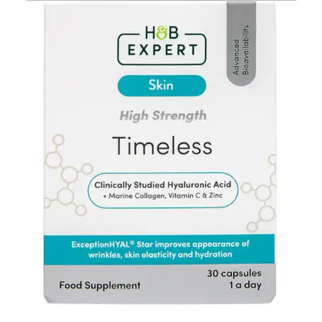 Holland And Barrett Expert Skin High Strength Timeless Hyaluronic Acid & Collagen 30 Tablets