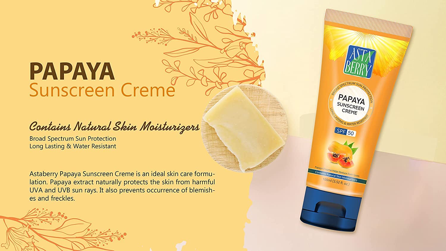 Asta Berry Papaya Sunscreen Creme SPF 50 100ml