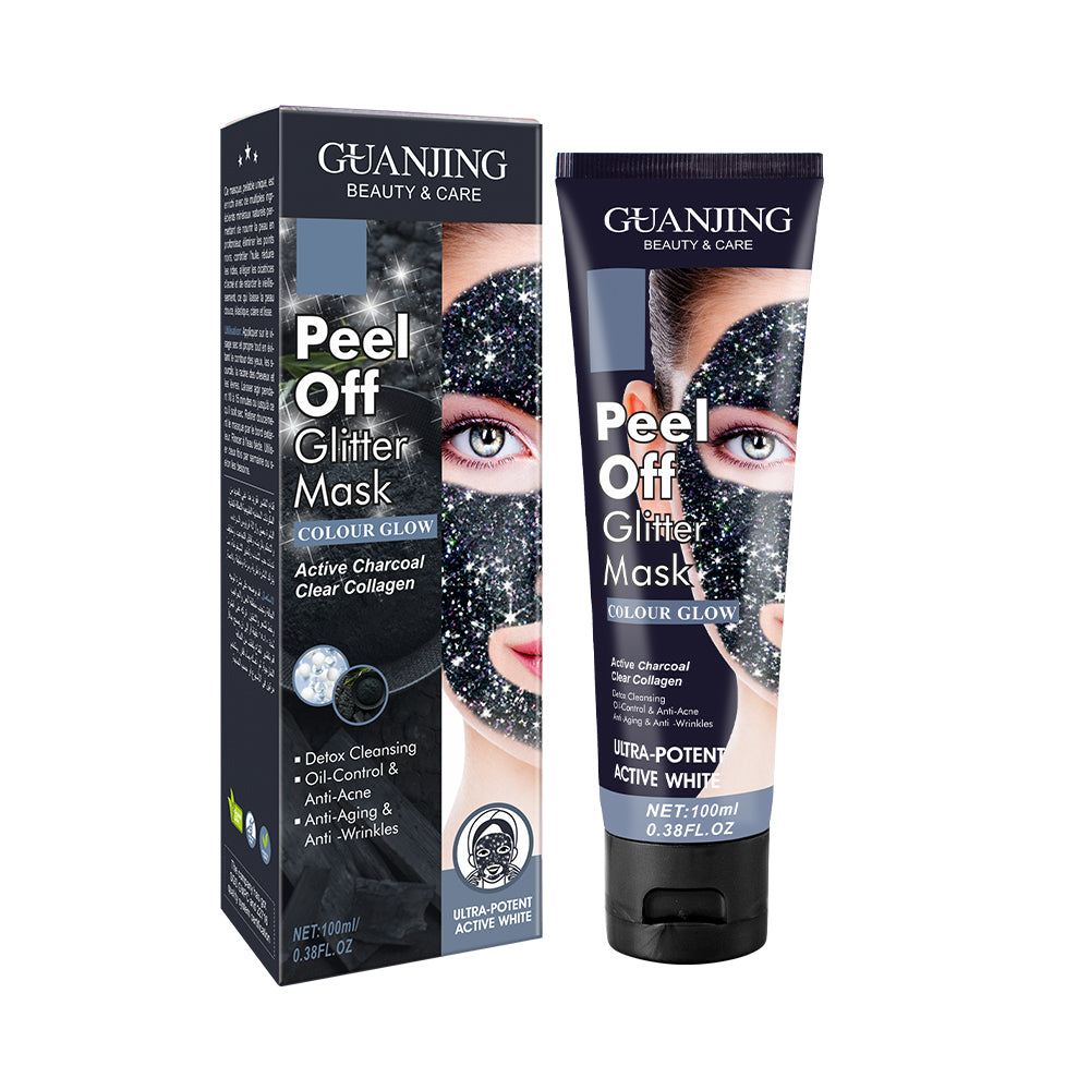 Guanjing Beauty & Care Peel Off Glitter Mask Colour Glow Active Charcoal Clear Collagen 100ml