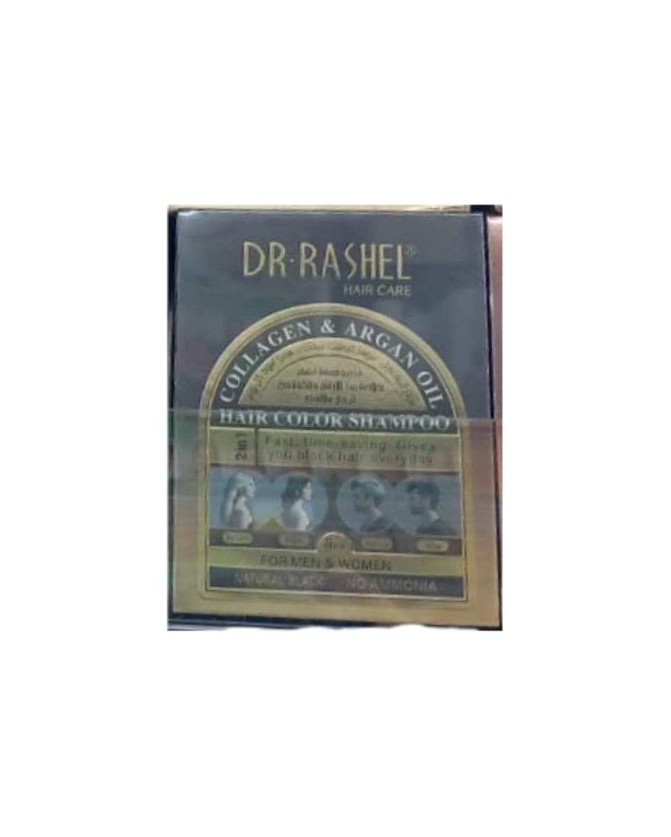 Dr Rashel Hair Care Collagen & Argan Oil Hair Color Shampoo For Men & Women Natural Black