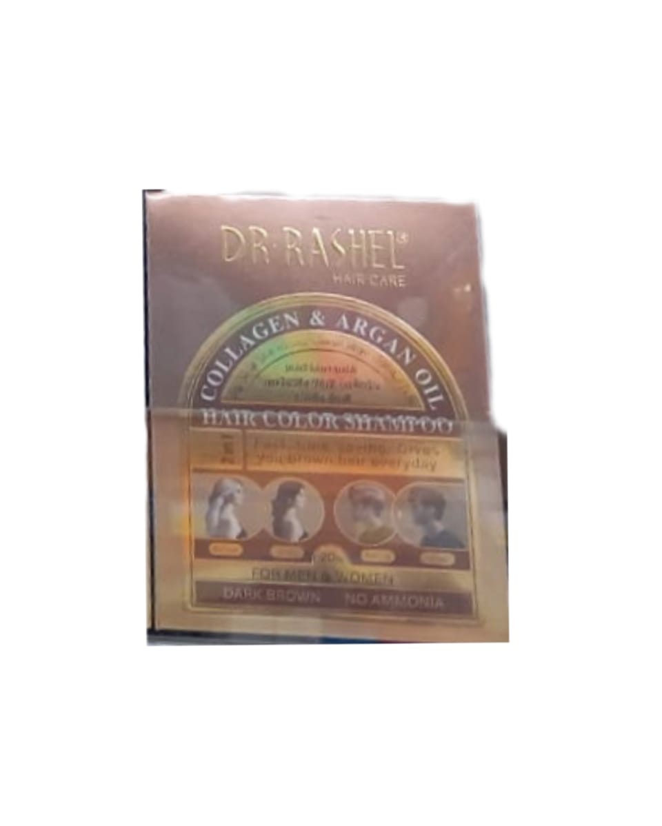 Dr Rashel Hair Care Collagen & Argan Oil Hair Color Shampoo For Men & Women Dark Brown