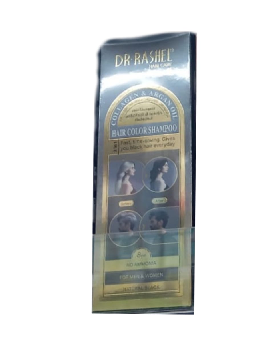 Dr Rashel Hair Care Collagen & Argan Oil Hair Color Shampoo For Men & Women Natural Black