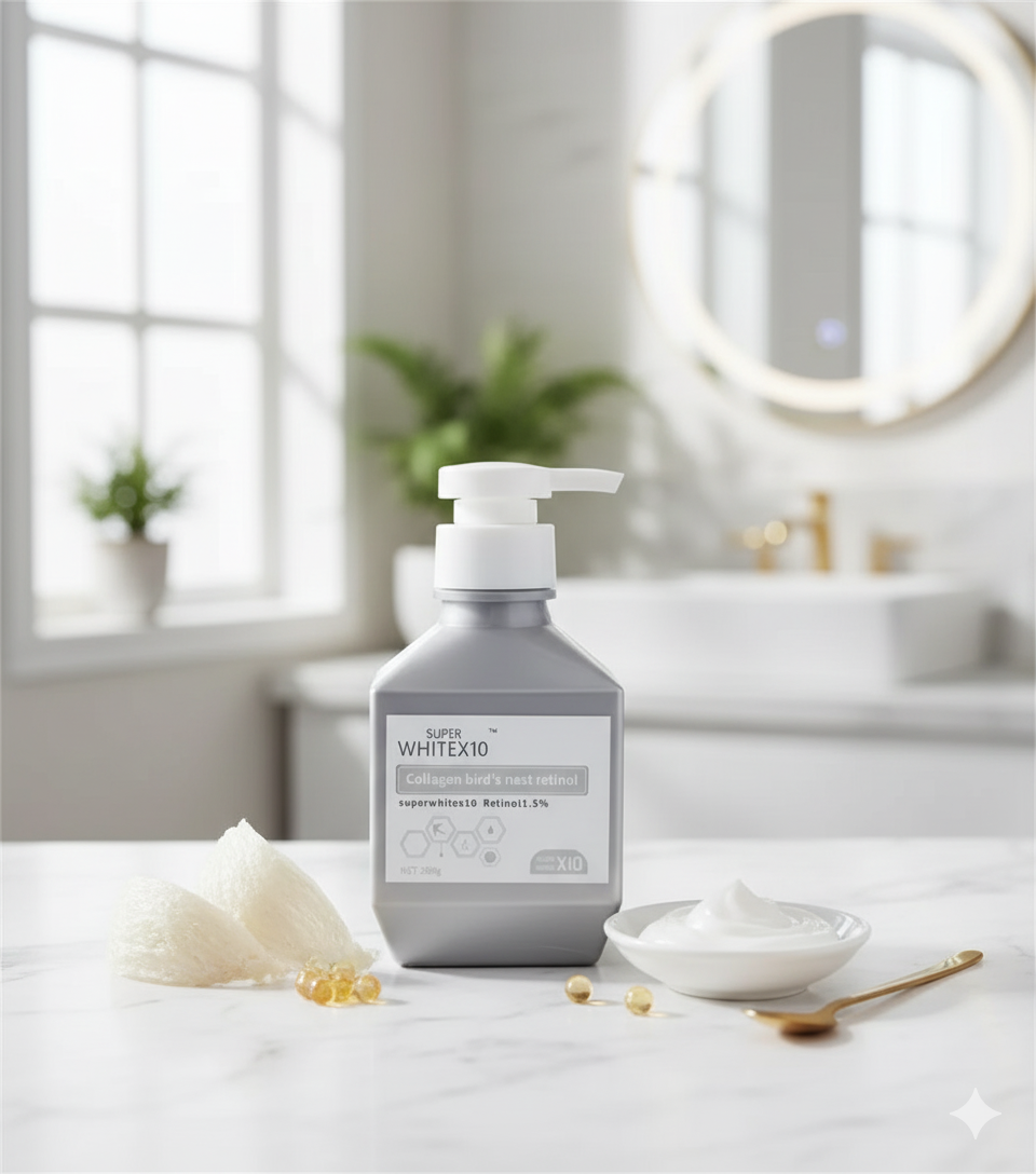 Super White X10 body whitening cream Birds Nest Retinol 200 gm global shipping SaffronSkins

