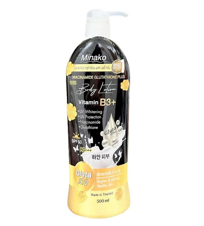 Minako Niacinamide Glutathione Plus 10% Body Lotion  Vitamin B3+ SPF 50PA+++ 500ml