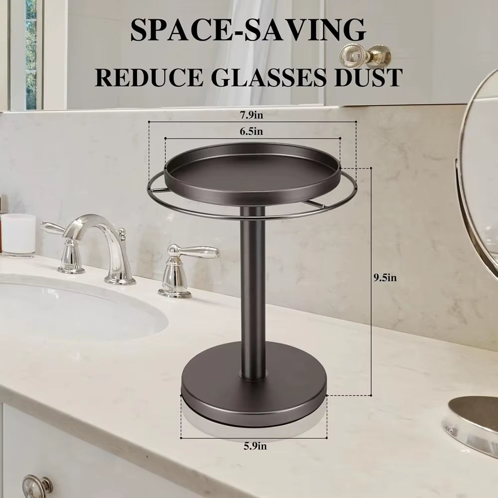 Rotating Sunglass Organizer Eye Glass Display Stand 360-Degree Rotation with Tray Jewelry Storage Organizer Detachable Home