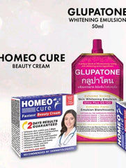 Homeo Cure Fastest Beauty Cream and Glupatone Extreme Strong Whitening Emulsion Ultra Plus GS-120 combo