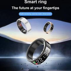 New Smart Ring | With Display Touch Blood Oxygen Heart Rate Monitoring 50m Waterproof Gesture Control Brush Video Photo| Jewelry Gift