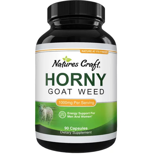 Natures Craft Horny Goat Weed 1000mg Herbal Complex Extract for Men and Women–Energy Stamina Ginseng