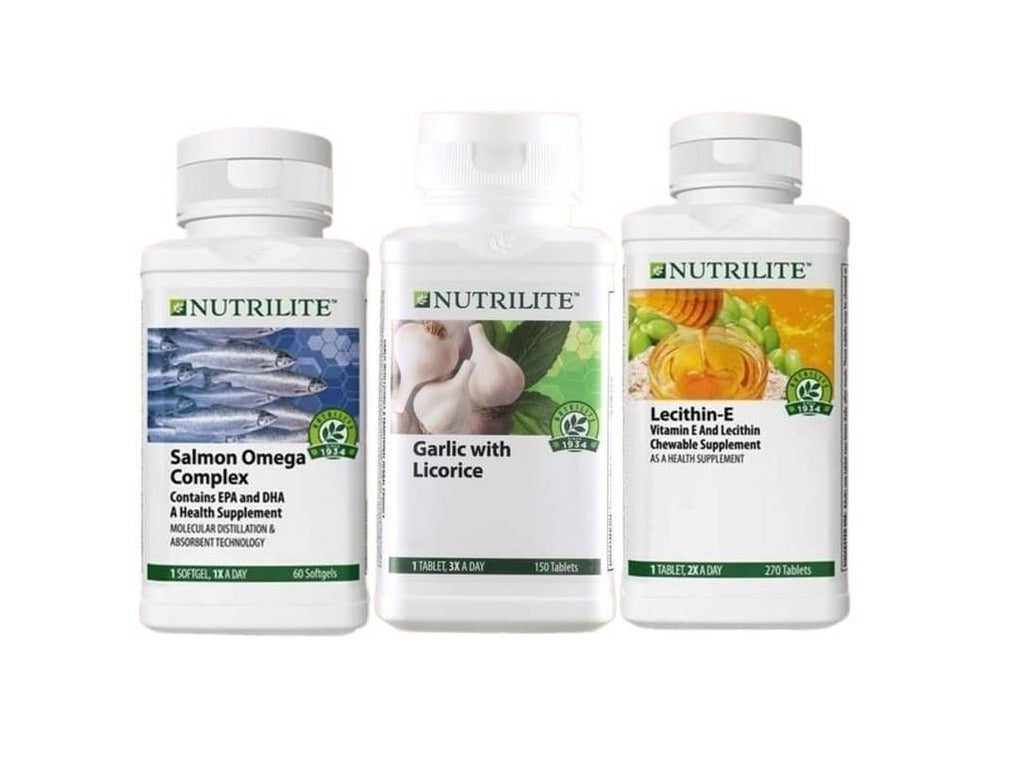 Amway Nutrilite Set Trial Kolesterol (Lecithin-E 30's + Omega 30's + Garlic 30's)