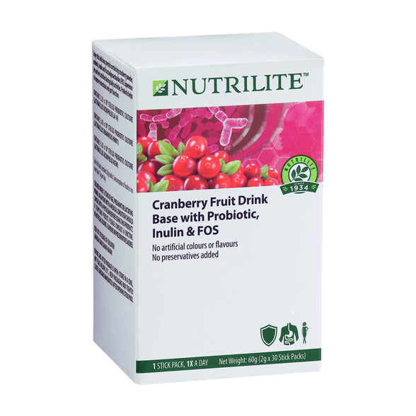 Amway Nutrilite Cranberry Fruit Drink Base With Probiotic, Inulin & FOS - 30 sticks