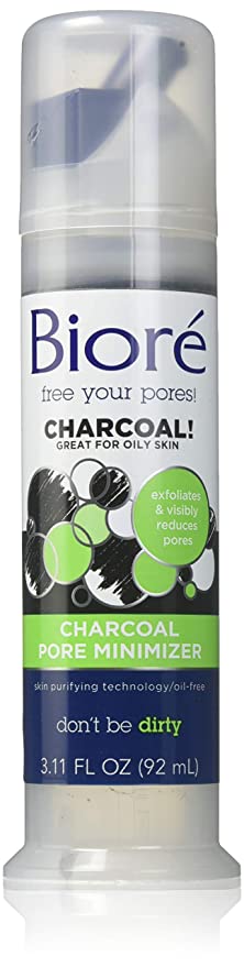 Biore Charcoal Pore Minimizer for Oily Skin, Deep Cleans & Exfoliates for Visibly Smaller Pores, 3.11oz