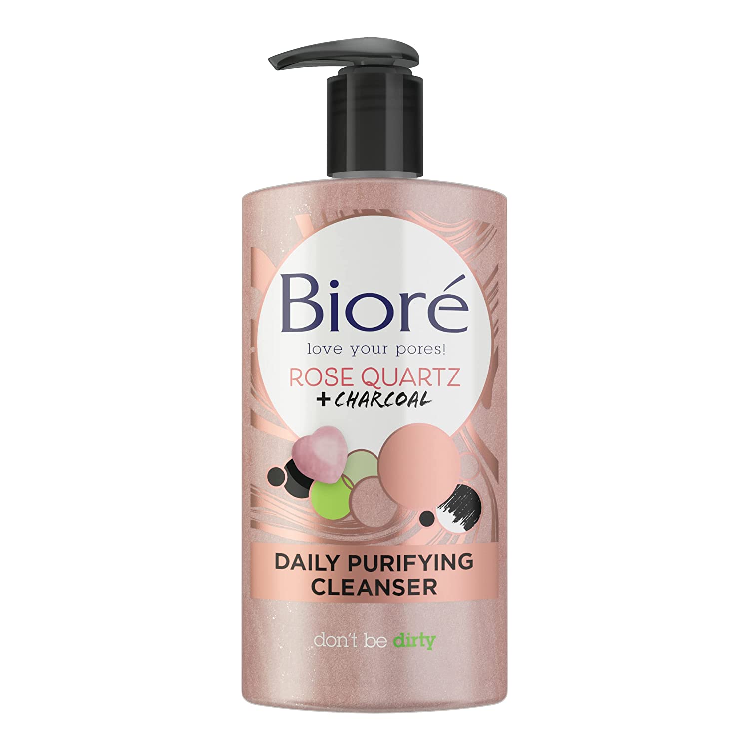 Biore, Daily Purifying Cleanser, Rose Quartz + Charcoal, 6.77 fl oz (200 ml)