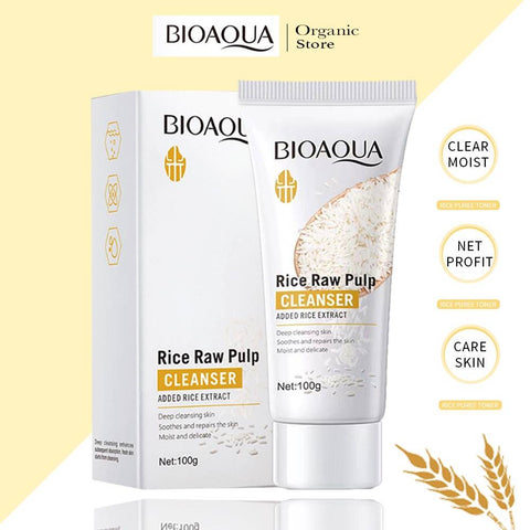 BIOAQUA Cleanser Rice Raw Pulp Facial Deep Cleansing Care Lifting Skin Rejuvenating Facial Cleanser 100g