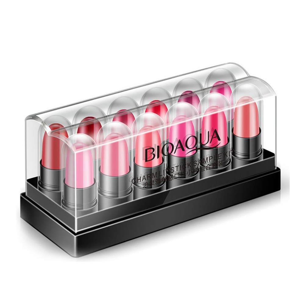 Bioaqua 12 Colors Lipstick Set Travel Kit Waterproof Matte Lips Long Lasting