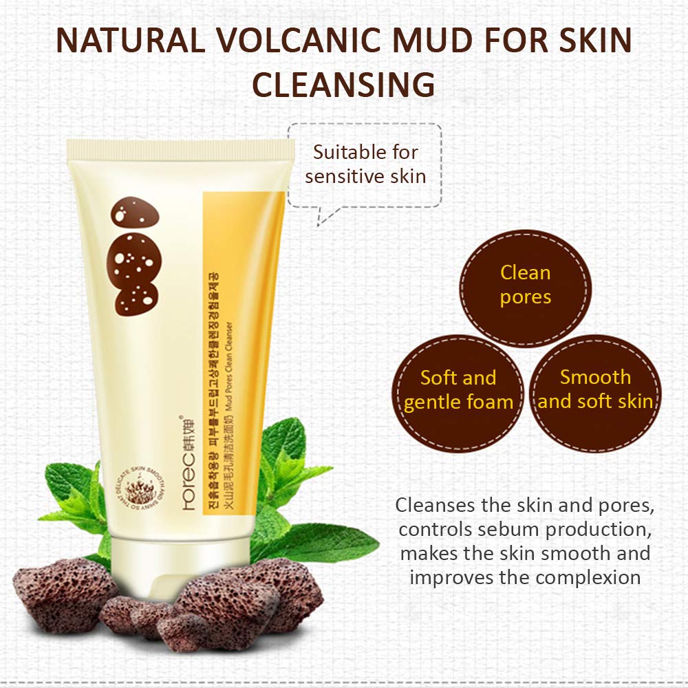 BIOAQUA Volcanic mud cleanser deep cleansing pores cleanser