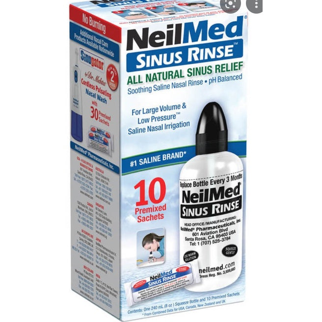 [1 Bottle+10 Sachet] Neilmed Sinus Rinse Starter Kit