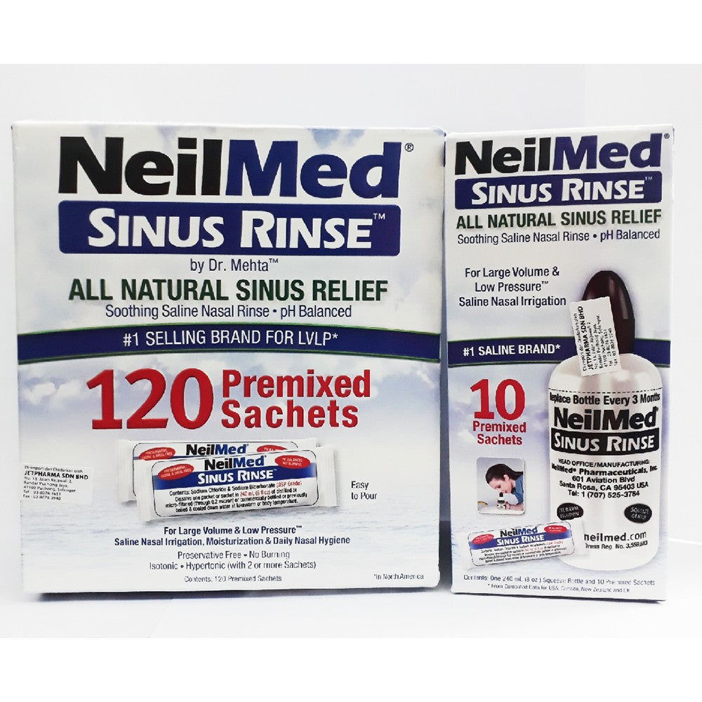 Neilmed Sinus Rinse Starter kit 10 Sachets / Neilmed Sinus Rinse Premixed Sachets (120's)