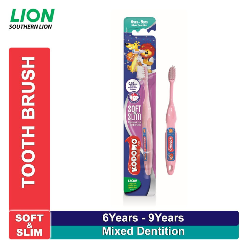 KODOMO Lion Soft & Slim Professional Toothbrush for Mixed Dentition 6-9 Yrs