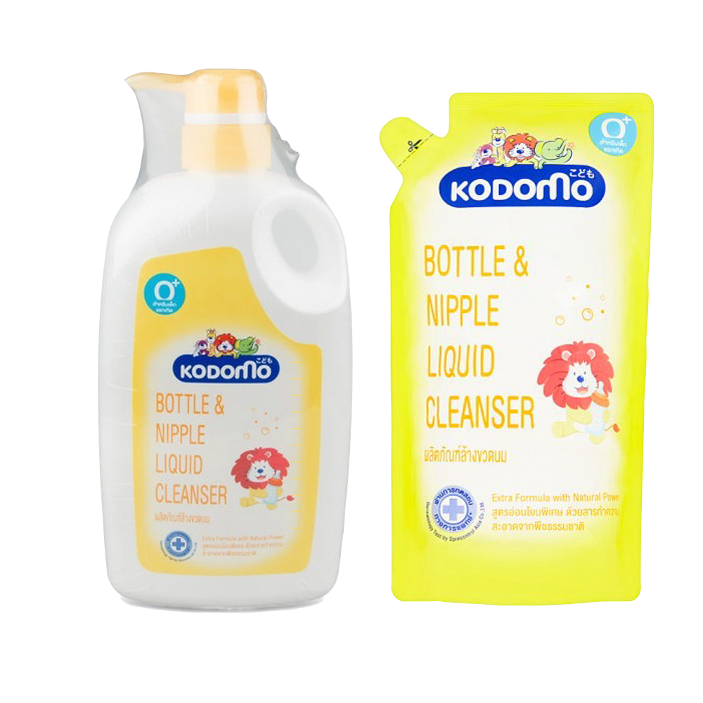 Kodomo Baby Bottle & Nipple Liquid Cleanser 750ML + 600ML Refill