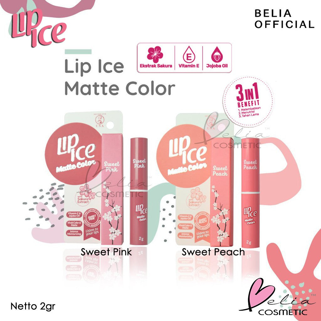 Multi Variant 3in1 Lip Ice Matte Color Cream with Sakura Extract 2gr for Make Up