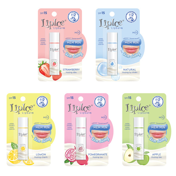 Colorless Lipice Lip Balm (4 Natural Flavors) | Balsem Bibir Lipice Tanpa Warna (4 Perisa Semulajadi)