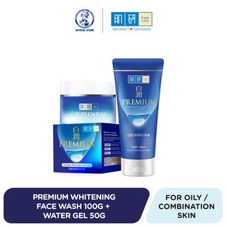 Hada Labo Premium Whitening Face Wash 100g + Water Gel 50g - For Oily/Combination Skin [Brightening/ Lighten Dark Spot]