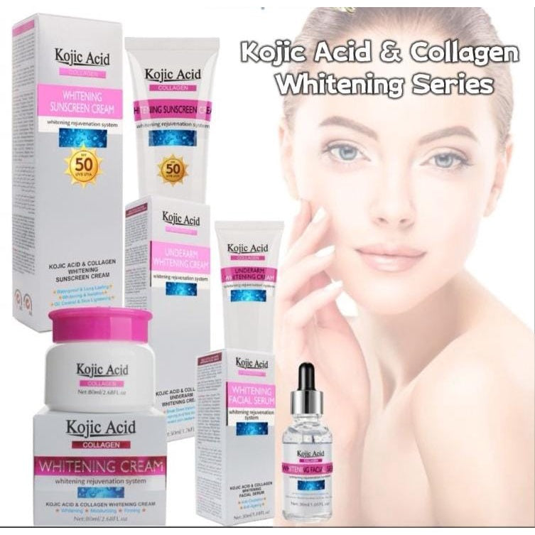 Kojic Acid & Collagen Whitening Face Cream Face Serum Sunscreen Underarm Whitening Cream