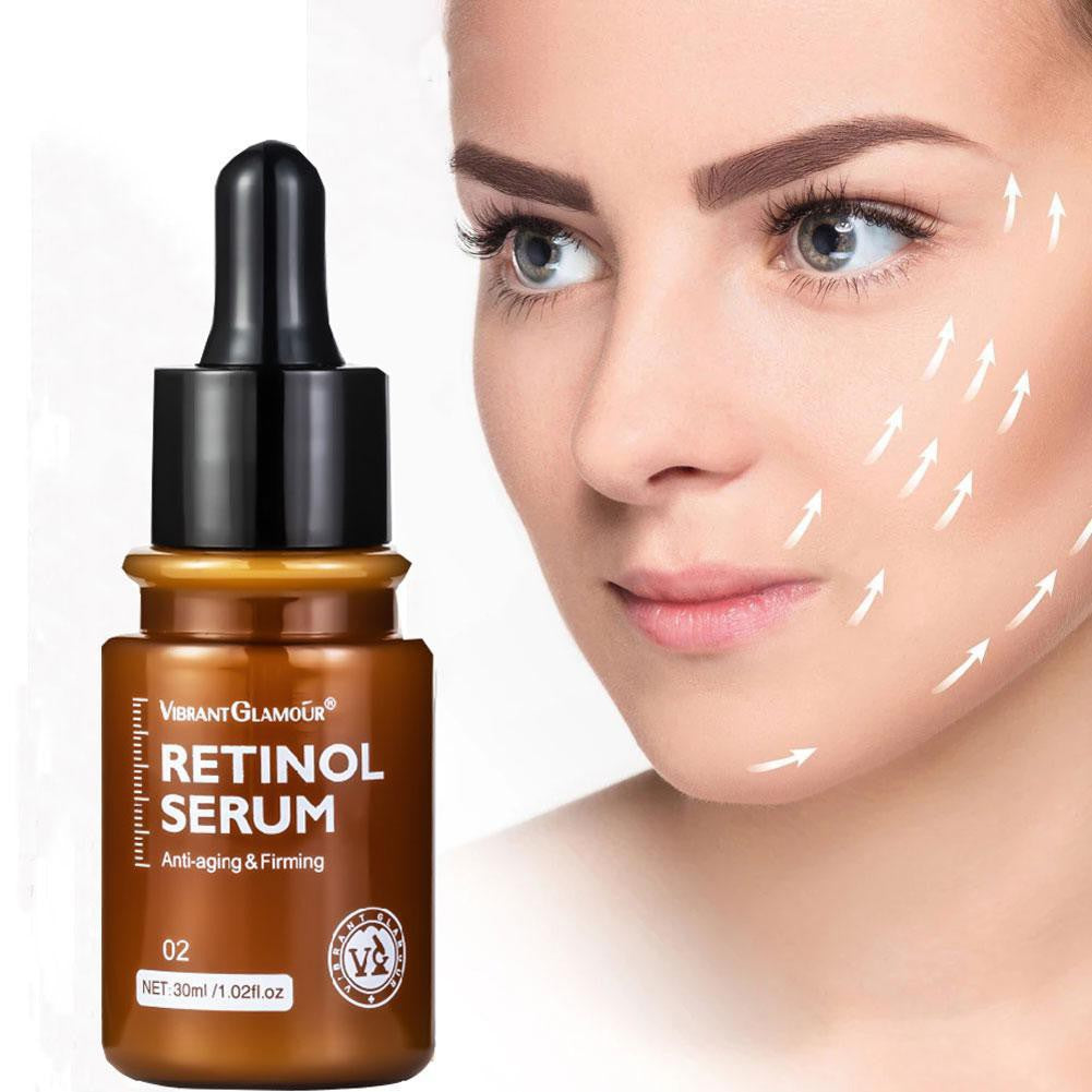beautysecret VIBRANT GLAMOUR Double Retinol Face Serum Firming Collagen Anti-Aging Fading Dark Spots Fine Lines Facial Treatment Anti Wrinkle Moisturizing Whitening Deep 30ml Retinol Facial Serum reduces dry lines and fine lines to increase elastici