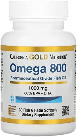 California Gold Nutrition, Omega 800 Pharmaceutical Grade Fish Oil 80% EPA/DHA, Triglyceride 1000 mg 30 Softgels