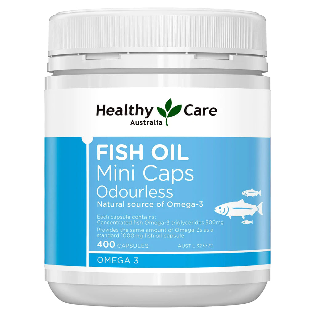 Healthy Care Odourless Fish Oil Mini Caps, Omega-3 Natural Odorless Fish Oil (200 Capsules) - Genuine bill From Australia | Cap Mini