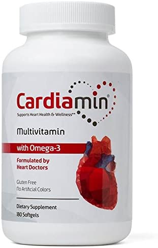 Cardiamin with Omega 3 Heart Health Wellness Cardio daily supplement plus selenium, zinc by leading USA cardiologist