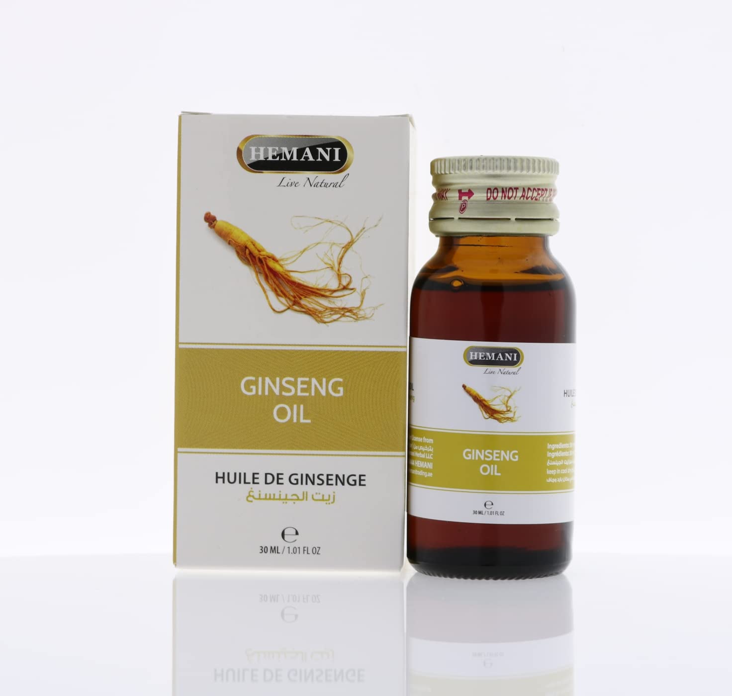 Hemani Ginseng Oil 30ml - Minyak Akar Ginseng Asli | Urutan batin, Stamina Lelaki | 100% Pure Cold-pressed