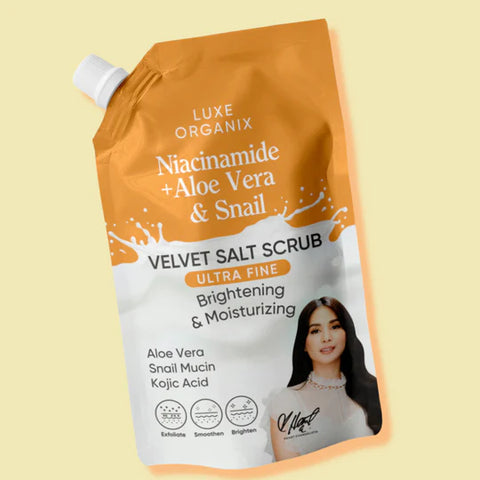 Luxe Organix Niacinamide + Aloe Vera & Snail Velvet Salt Scrub Ultra Fine
